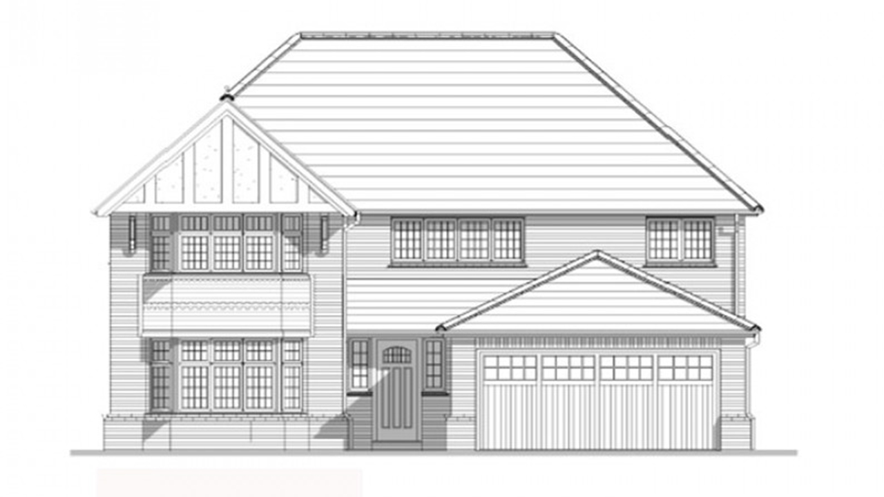 Redrow | Inspiration | A black and white line drawing of a detached Redrow Heritage Collection home