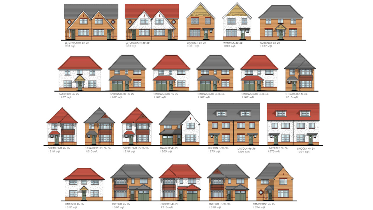 Redrow - Inspiration - An artistic drawing of the various Redrow Heritage Collection homes