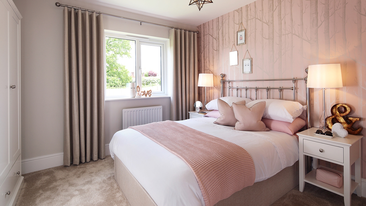 Redrow - Inspiration - Girls bedroom with enchanting woodland print in blush pink