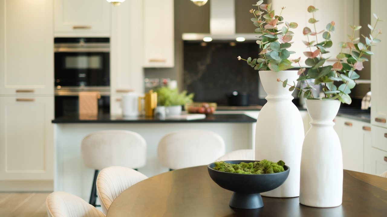 Redrow - Inspiration - Plants on dining table in open plan kitchen