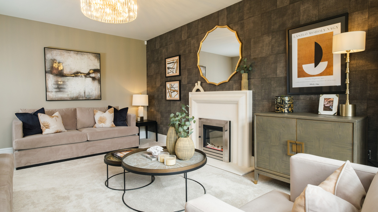 Redrow - Inspiration - Lounge with mirror over fireplace