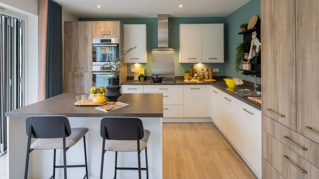 Redrow - Inspiration - Open plan kitchen with Dark Ash cupboards