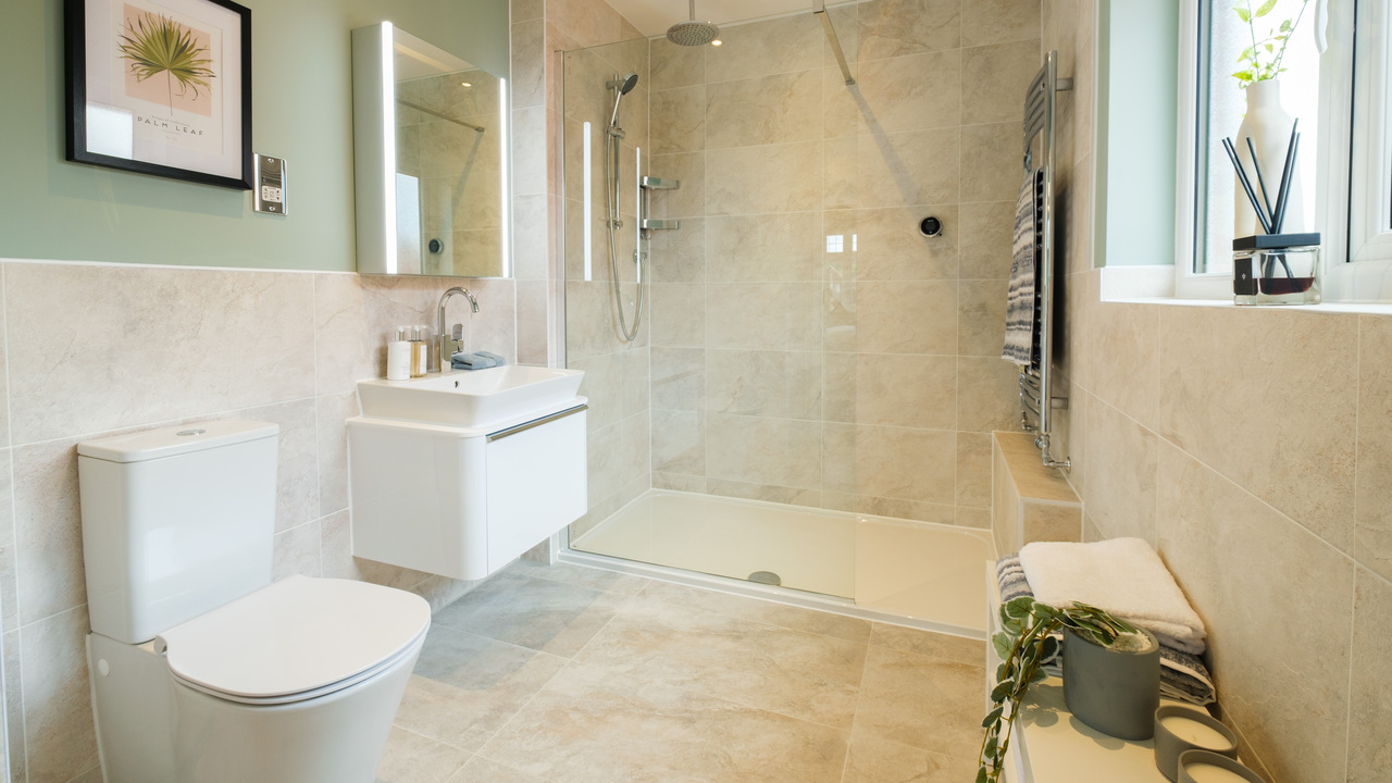 Redrow - Inspiration - Tiled bathroom with shower