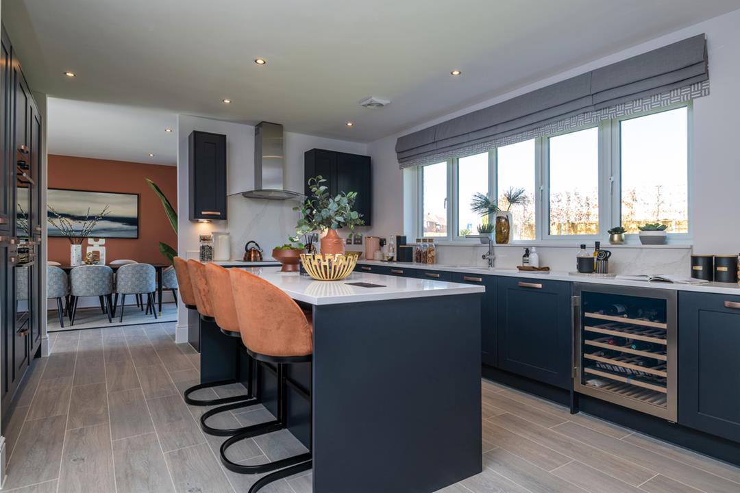 Redrow - New Homes - Navy kitchen with island